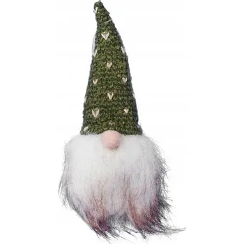 Vánoční dekorace Vánoční skřítek se zelenou čepicí a vousy - vánoční dekorace