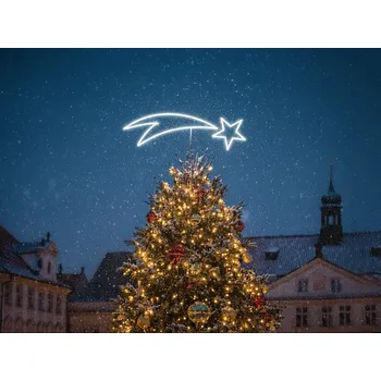 Vánoční světelná dekorace Kometa na špičku vánočního stromu, 120 cm, studená bílá