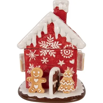 Dóza na potraviny Červená keramická dóza perníková chaloupka Gingerbread - Ø 22*28 cm