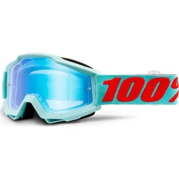 Motocyklové brýle MX brýle 100% Accuri Maldives, 100%- USA modré zrcadlové plexi
