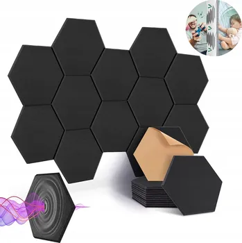 akustická pěna SAMOLEPICÍ AKUSTICKÉ PANELY ŠESTIHRAN – ODHLUČŇOVACÍ PANELY 12 KS