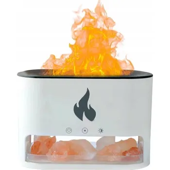 Aroma difuzér ZVLHČOVAČ VZDUCHU SE SOLÍ DIFUZÉR VŮNĚ PLAMEN LED SŮL SPA