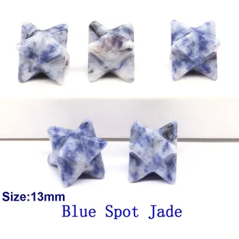 Přírodní kámen Křišťálová merkaba hvězda 13mm | dekorace | minerální kámen - Modrý skvrnitý nefrit , 10 KS