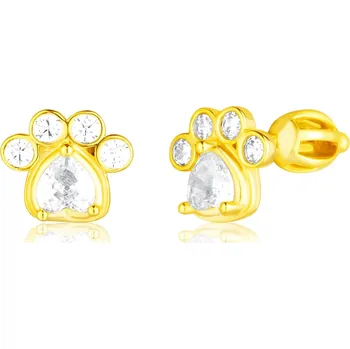 Šperk JVD Pozlacené náušnice Tlapka se zirkony SVLE3315XF3GOSR + 2 měsíce na vrácení zboží
