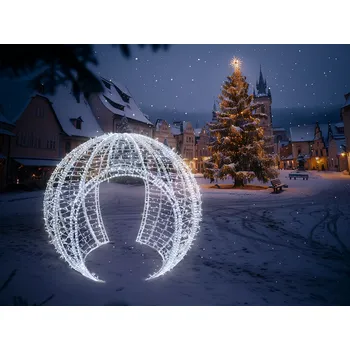 Vánoční světelná dekorace 3D LED vánoční Koule 200 cm 200 cm 3 630 LED studená bílá