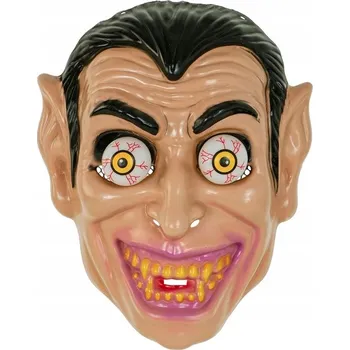 Karnevalová maska MASKA UPÍRA DRAKULY S OČIMA NA PRUŽINÁCH HALLOWEENSKÁ MASKA NA HALLOWEEN