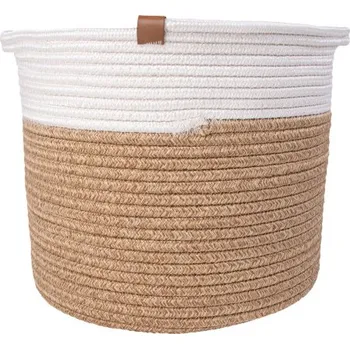 Úložný box Úložný košík LIMBER pletený, bílý / béžový