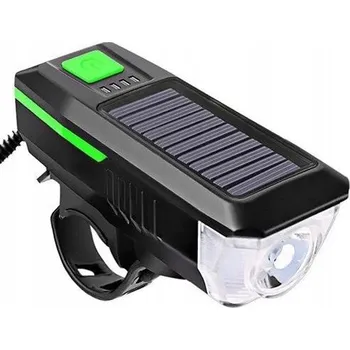 Cyklosvítilna SOLÁRNÍ LED SVĚTLO NA KOLO USB KLAKSON ZVONEK