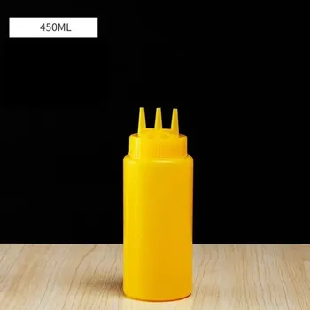 Dávkovač nápoje Plastová dávkovací láhev s tryskami | dávkovač omáček - Žlutá - 450 ml