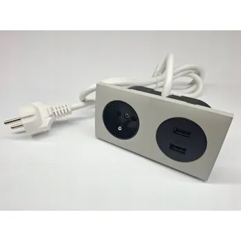 Elektrická zásuvka Elektrická zásuvka zapuštěná výsuvná nábytková dvojitá s USB KASZMIR