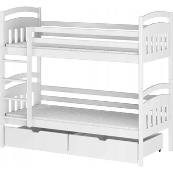 Dětská postel Rozkládací patrová postel pro sourozence GABI 80x170 bílé dřevo