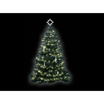 Vánoční světelná dekorace Zvýhodněný set pro vánoční stromy SILVER, 10 m Barva LED, možnost snowfall: Teplá bílá, Koule plast 20cm: bez koulí