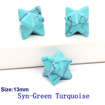 Přírodní kámen Křišťálová merkaba hvězda 13mm | dekorace | minerální kámen - Syn-zelená tyrkysová , 50 KS