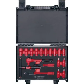 Sada hlavic VDE pro elektrikáře s ráčnou a příslušenstvím King Tony 1/4 CrV 6 hran 25VE01MRV