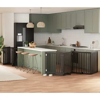 klec pro psa vidaXL Zábrana pro psy s dvířky skládací 12 panelů 960 cm topol [3155696] Barva: Černá