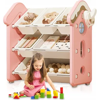 úložný prostor na hračky DĚTSKÝ REGÁL ORGANIZÉR DOMEČEK NA HRAČKY KNIHY 68x70x40 cm