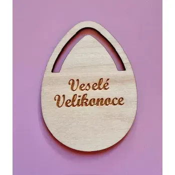 Dřevěný výřez vajíčka - Veselé Velikonoce