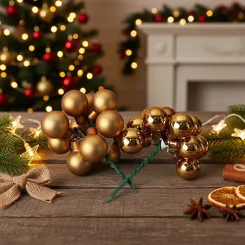 Vánoce Skleněné baňky na drátku hnědé, pr.2,5 cm, S0571-18/BOX 144 ks