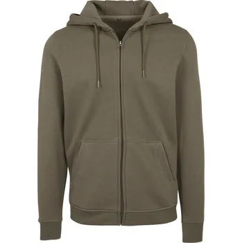 pracovní mikina Build your Brand Mikina BY 012 na zip s kapucí, z těžké bavlny COT56001255014-olive Olivová 4XL