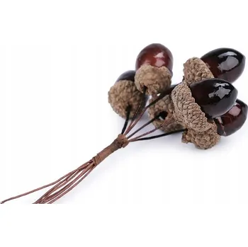 umělá květina UMĚLÉ ŽALUDY NA DRÁTKU 6 KS.