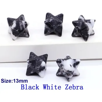 Přírodní kámen Křišťálová merkaba hvězda 13mm | dekorace | minerální kámen - Černá bílá zebra , 10 KS