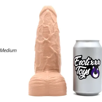 Dildo Erotixxx Toys Big Veiny Pale Flesh 75% M, prémiové silikonové dildo s Vac-U-Lock 22,5 x 4–6,2 cm