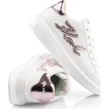 Dámské tenisky TENISKY KARL LAGERFELD KAPRI SIGNIA EMBOSS LO LCE WHITE LTHR W/PINK