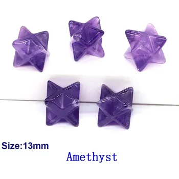 Přírodní kámen Křišťálová merkaba hvězda 13mm | dekorace | minerální kámen - Ametyst , 10 KS