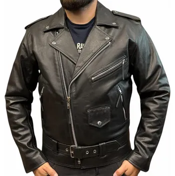 Moto bunda Pánská kožená bunda Ramoneska Černá Prospeed XXL