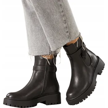 Dámské tenisky KOTNÍKOVÉ BOTY Grafitové Dámské Kotníkové Boty s Profilovanou Platformou, Gumou v Svršku, Pohodlné, Velikost 38