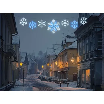 Vánoční světelná dekorace Převěs s vločkami - LED dekorace