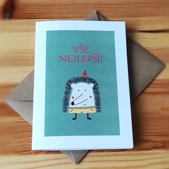 Přání s obálkou 120x170 mm - ježek Bodlinka
