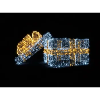 Vánoční světelná dekorace 3D LED vánoční dárek s víkem 150 cm Barva: Studená/teplá bílá