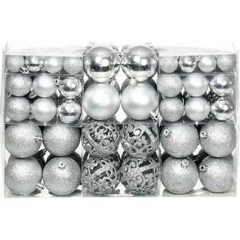 Vánoční dekorace vidaXL Vánoční ozdoby 100 ks 3 / 4 / 6 cm [356105] Barva: Stříbrná