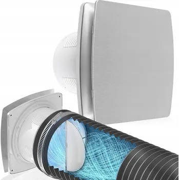 Domácí ventilátor Koupelnový ventilátor 100mm s čidlem vlhkosti do toalety kuchyně stříbrný