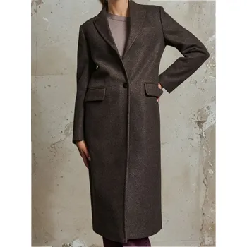 Sinsay - Dlouhý kabát - tmavě hnědá - 607FH-89M - 607FH-89M-XL