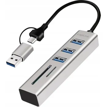 USB hub USB 3.0 Hub LogiLink 3x USB-A čtečka karet SD/microSD 2v1 USB-A/USB-C 5 Gb/s