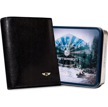 Peněženka Velká pánská business peněženka černá z pravé kůže Peterson