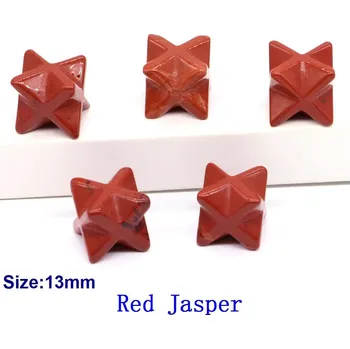 Přírodní kámen Křišťálová merkaba hvězda 13mm | dekorace | minerální kámen - Červený jaspis , 10 KS