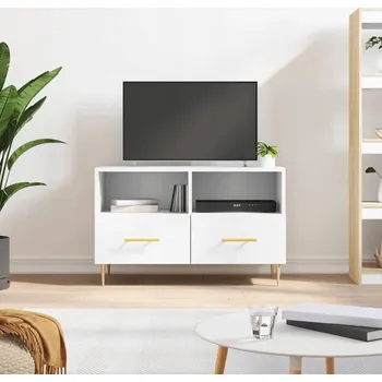 Televizní stolek TV stolek, bílý, 80x36x50 cm, dřevěný materiál