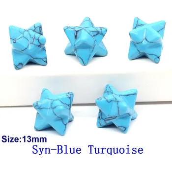 Přírodní kámen Křišťálová merkaba hvězda 13mm | dekorace | minerální kámen - Syn-modrá tyrkysová , 50 KS