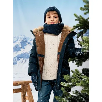 Chlapecká bunda Sinsay - Zateplená bunda s kapucí - námořnická modrá - 444FC-59X - 444FC-59X-128