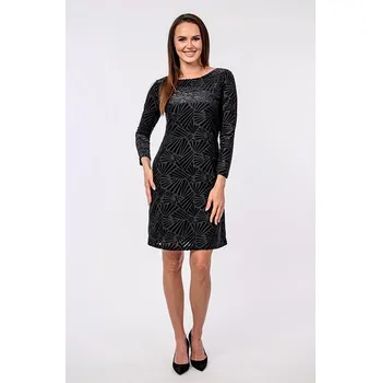 Dámské šaty Černé společenské dámské šaty se sametovým vzorem 7280 velikost 4XL