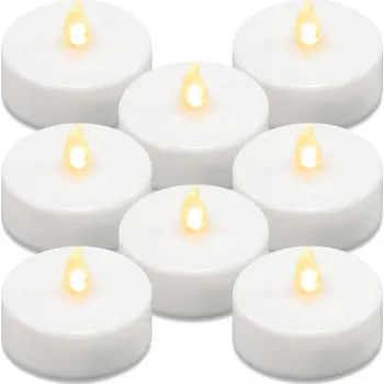 Vánoční dekorace Sada čajových svíček na baterie, s časovačem, bílé, 8 ks