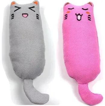 Hračka pro kočku Plyšová hračka pro kočky s catnipem | chovatelský doplněk - Šedá a růžová