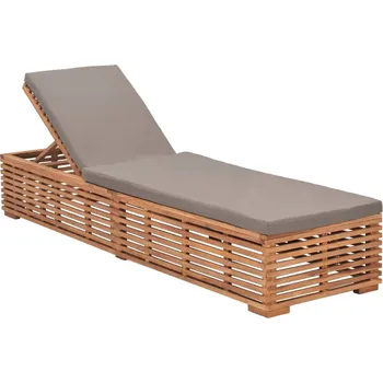 Zahradní lehátko zahrada-XL Zahradní lehátko s tmavě šedou poduškou masivní teak 316038