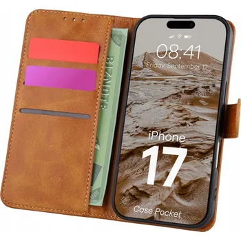 Pouzdro na mobilní telefon Flipový Pouzdro Bizon pro Apple iPhone 17 hnědý