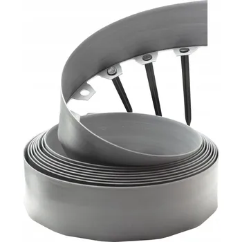 Zahradní obrubník ZAHRADNÍ LEM 10 m šedý, výška 10 cm, trávníkový, plast + kotvy