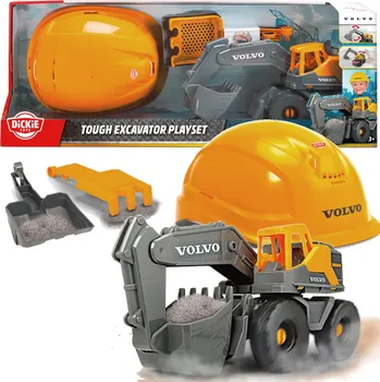 Dickie Toys Sada Volvo Stavební vůz Bagr Auto Doplňky + Ochranná přilba