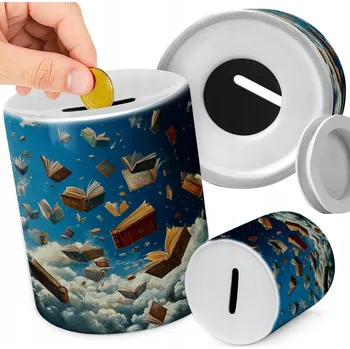 Pokladnička KERAMICKÁ POKLADNIČKA NA MINCE PRO DĚTI NAROZENINY KNIHY KNIHA